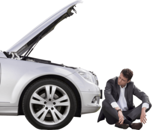 man sitting with lemon car
