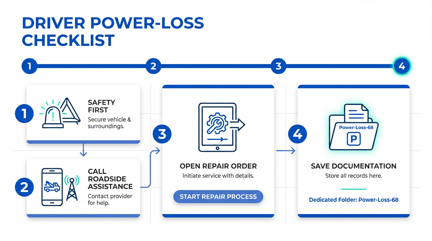 aflow chart indicating what to do when experiencing power loss in a car