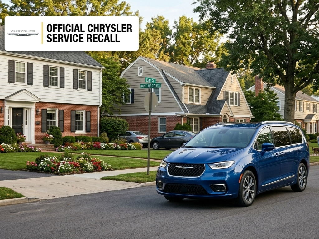chrysler pacifica with an airbag recall service banner