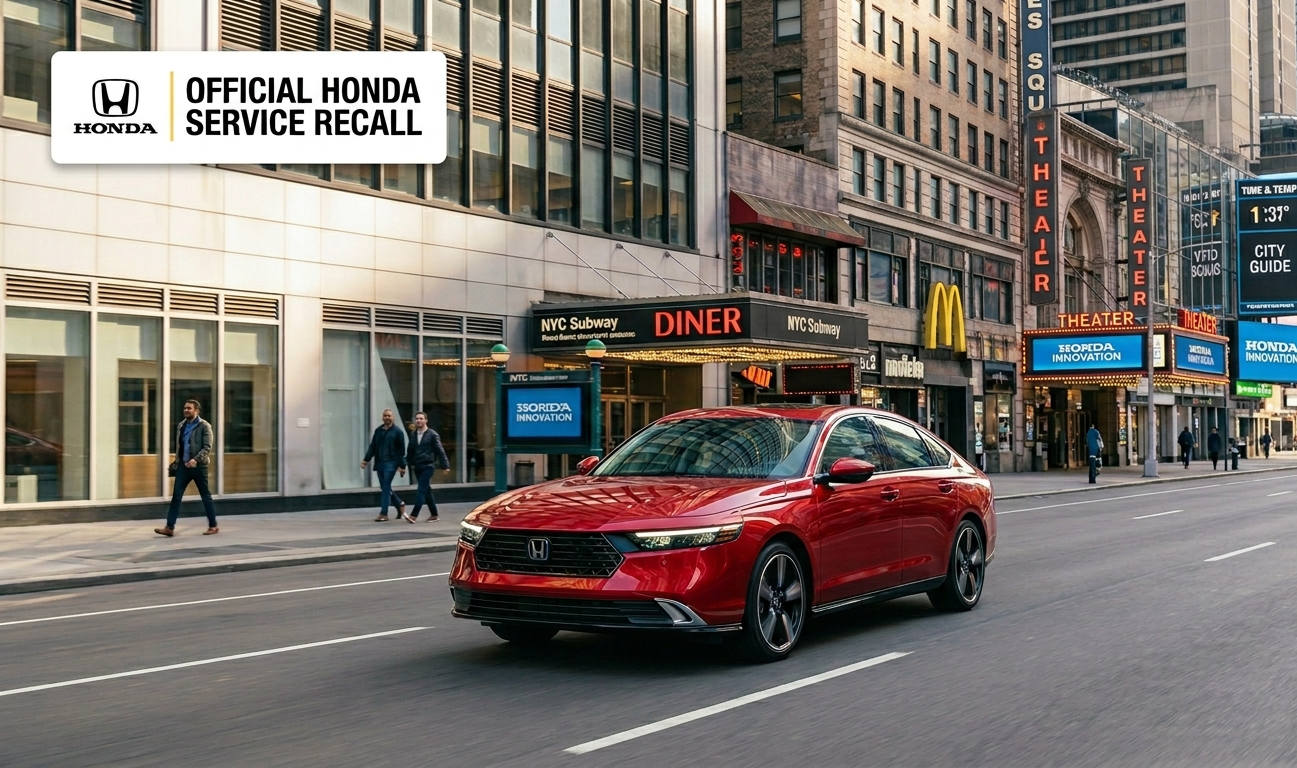 a 2026 honda vehicle with a recall banner