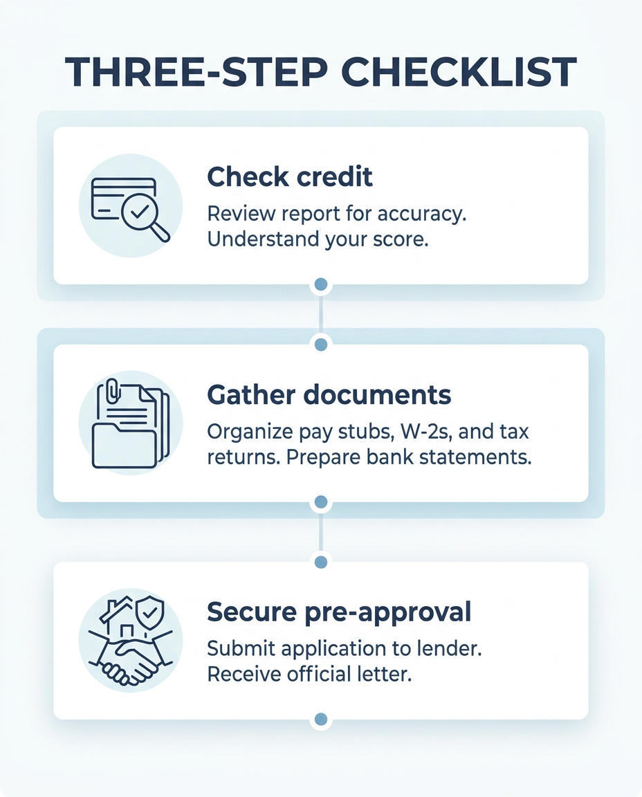 a three step preapproval checklist infographic