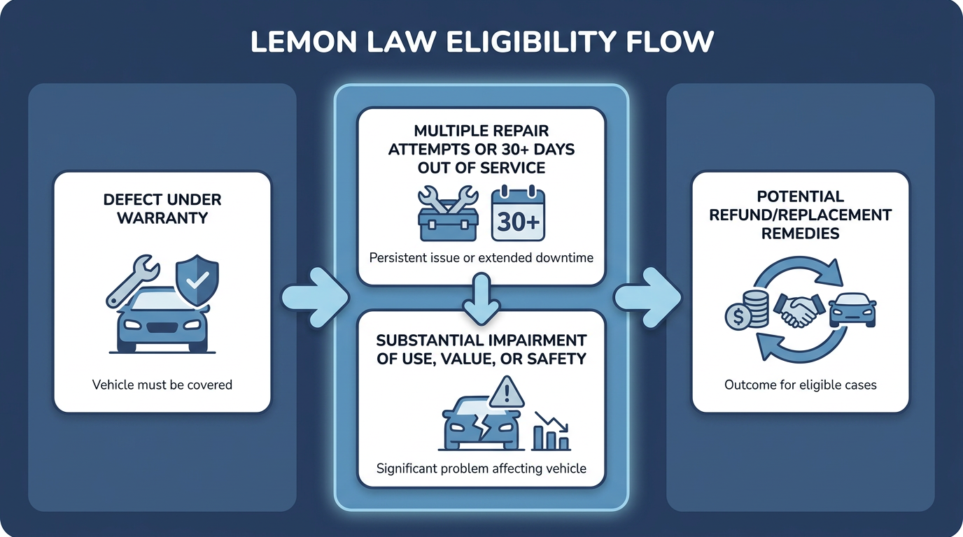 california lemon law warranty for defective vehicles flowchart